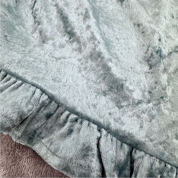 Listicle High Waist Velvet Ruffle Shorts in Light Blue - Picture 3 of 4